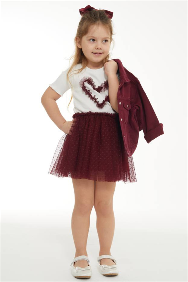 Kız Çocuk Tütü Detaylı Etek & Tshirt Takım