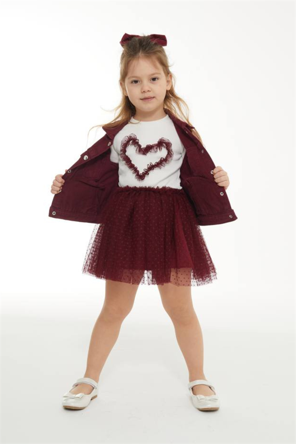 Kız Çocuk Tütü Detaylı Etek & Tshirt Takım