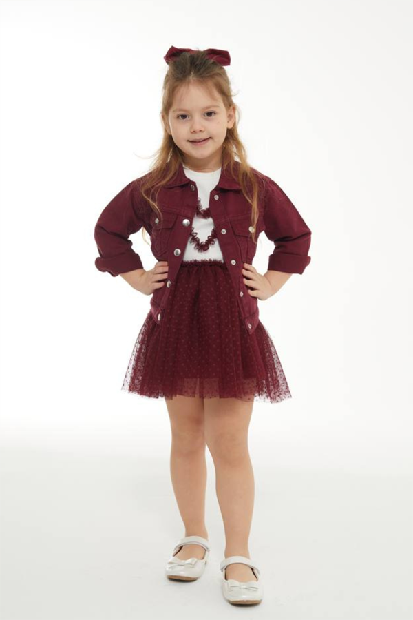 Kız Çocuk Tütü Detaylı Etek & Tshirt Takım