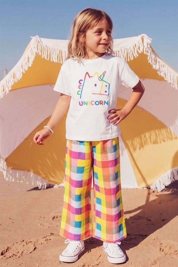 Kız Çocuk Unicorn Renkli Alt Uzun Takım
