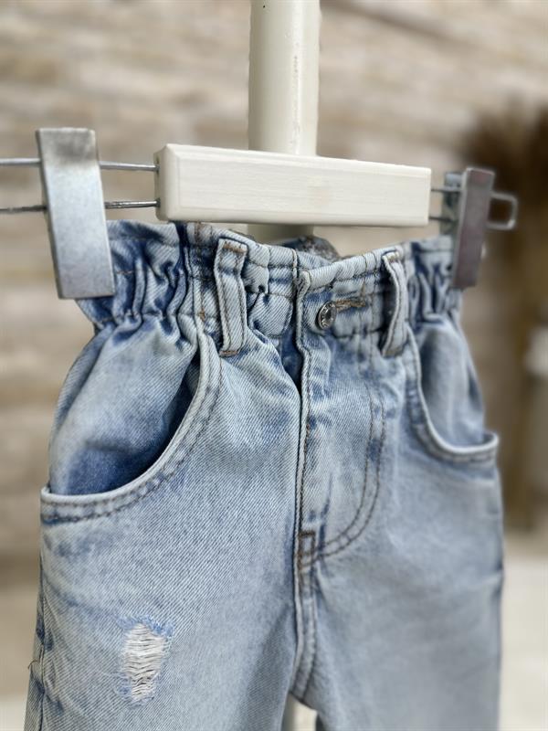 Kız Çocuk Yüksek Bel Yırtık Detaylı Jean Pantolon