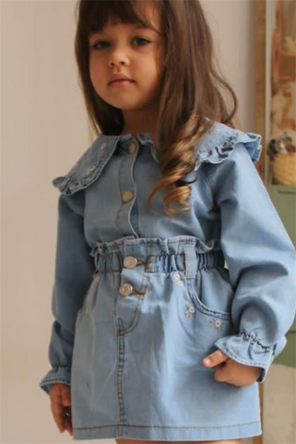 Kot Etekli Mavi Gömlek Takım