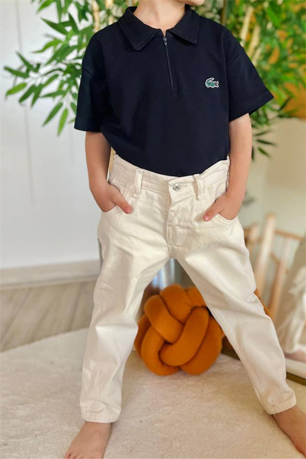 Erkek Çocuk Krem Jean Pantolon