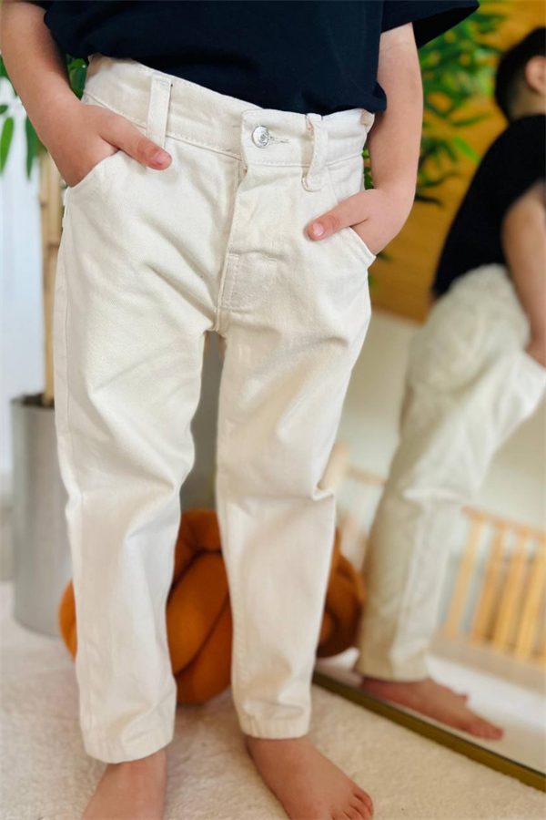 Erkek Çocuk Krem Jean Pantolon