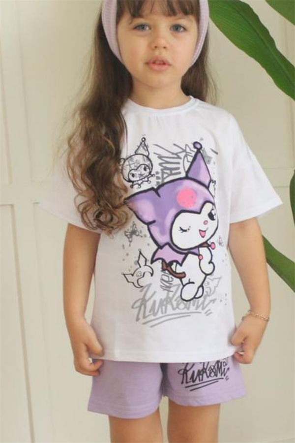 Kuromi Lila Şortlu Takım