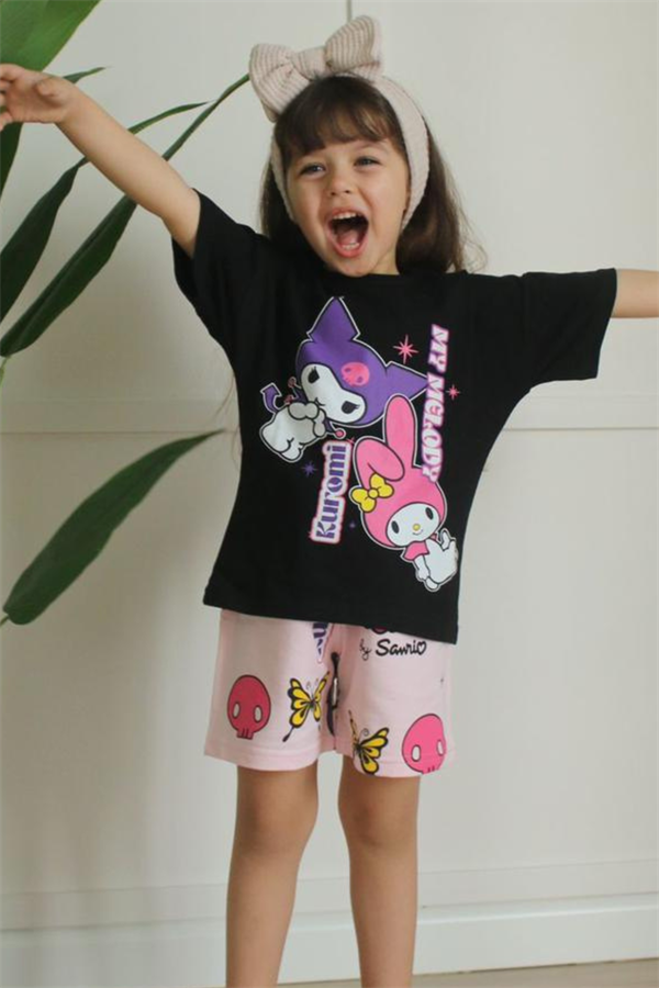 Kuromi Siyah Pembe Şortlu Takım