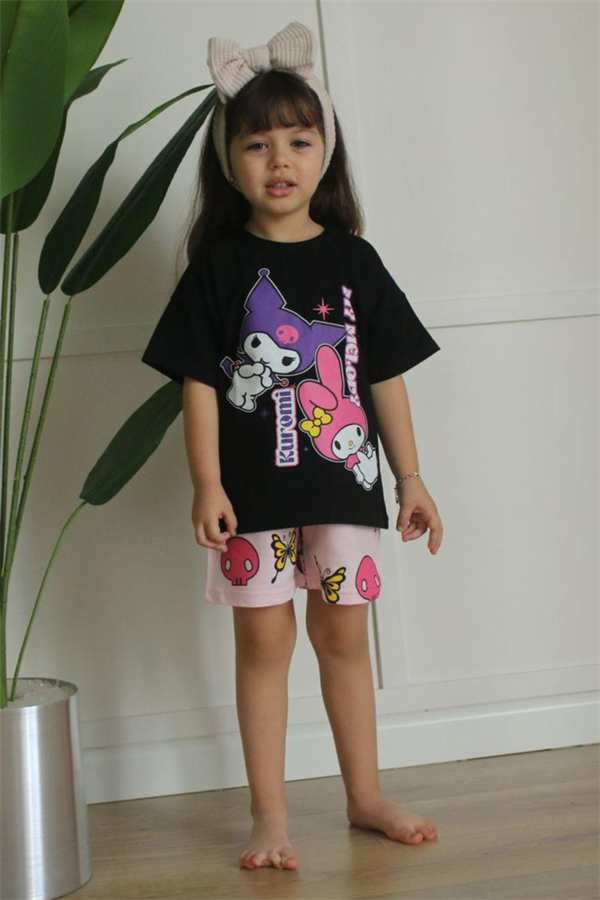 Kuromi Siyah Pembe Şortlu Takım