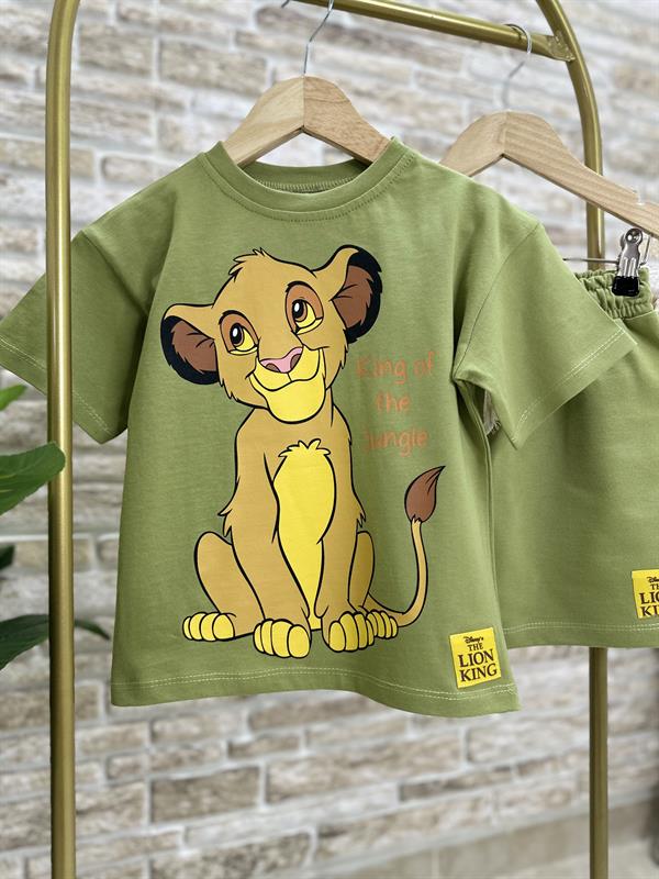 Lion Baskı Yağ Yeşili Şortlu Takım