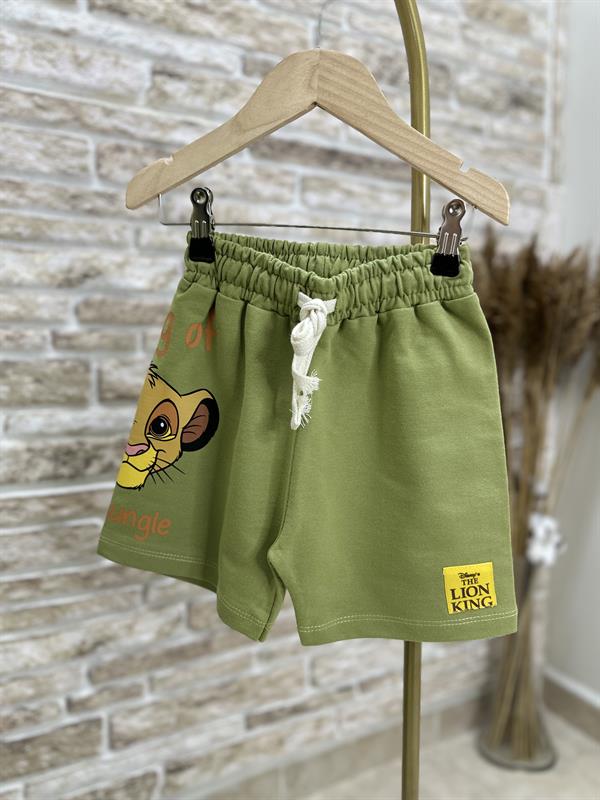Lion Baskı Yağ Yeşili Şortlu Takım