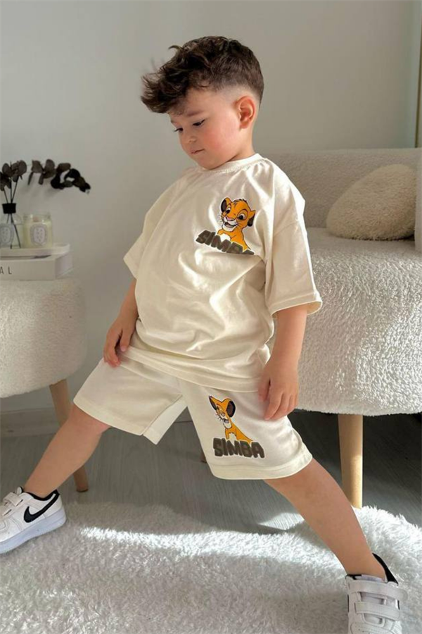 Lion King Krem Şortlu Takım