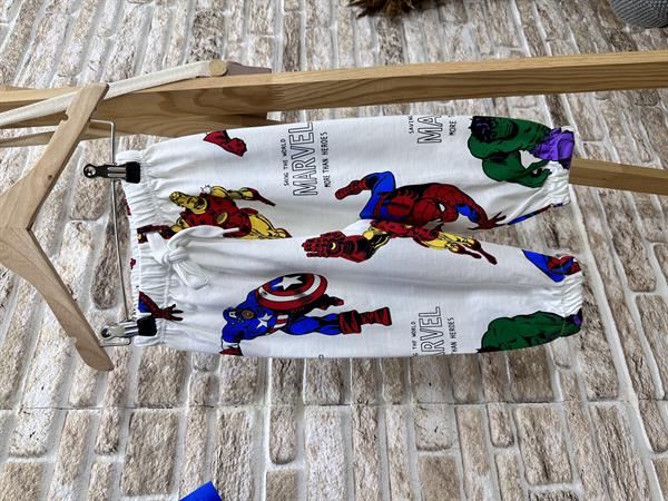 Marvel Baskılı Saks Uzun Altlı Tshirt Takım