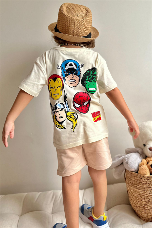 Marvel Bej Şortlu Takım