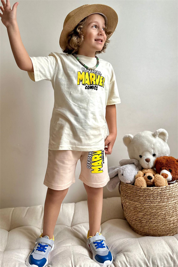 Marvel Bej Şortlu Takım