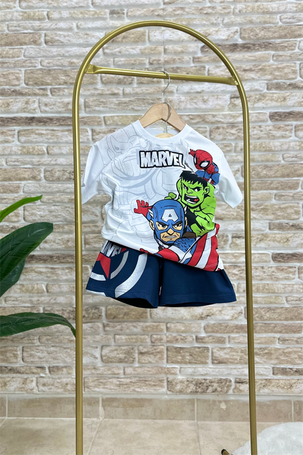 Marvel Lacivert Şort Takım