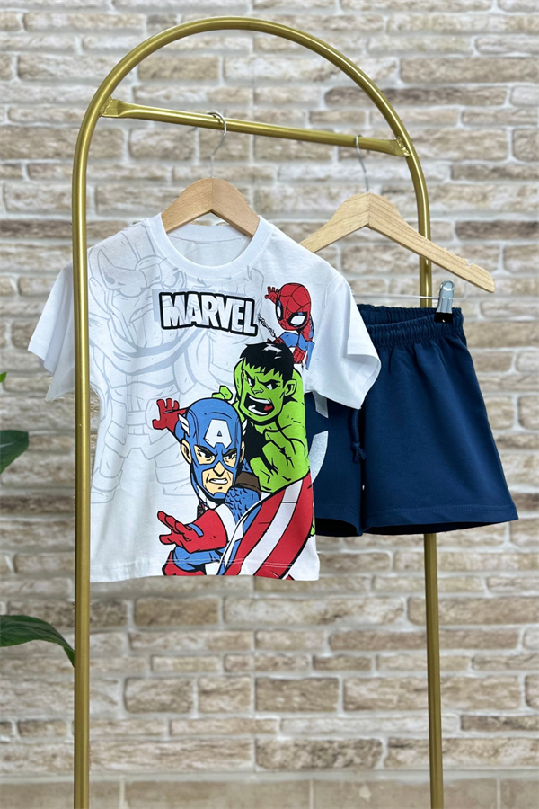 Marvel Lacivert Şort Takım