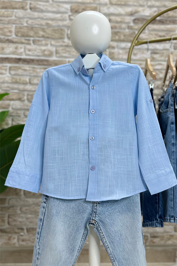 Mavi Keten Gömlek