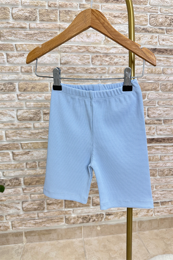 Mavili Surf Baskı Biker Tayt Takım