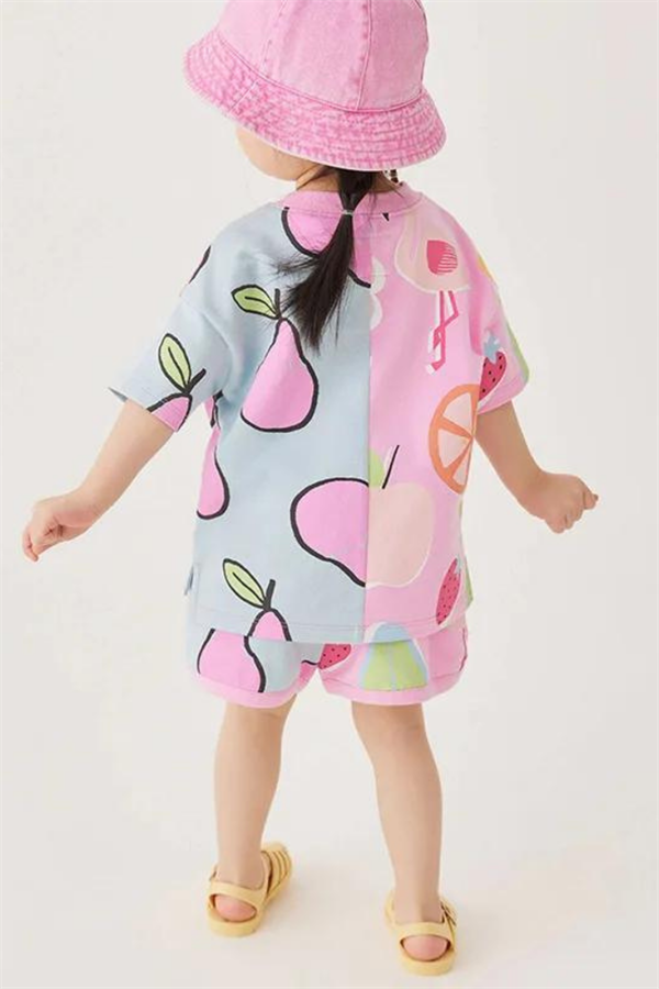 Meyve Çiçek Baskılı Şortlu Takım