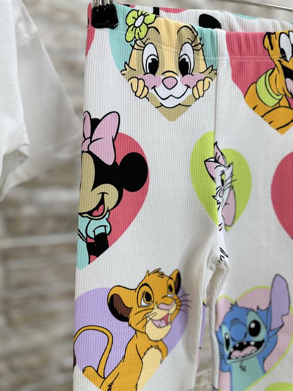 Kız Çocuk Mickey Friends Beyaz Tayt Fitilli Takım