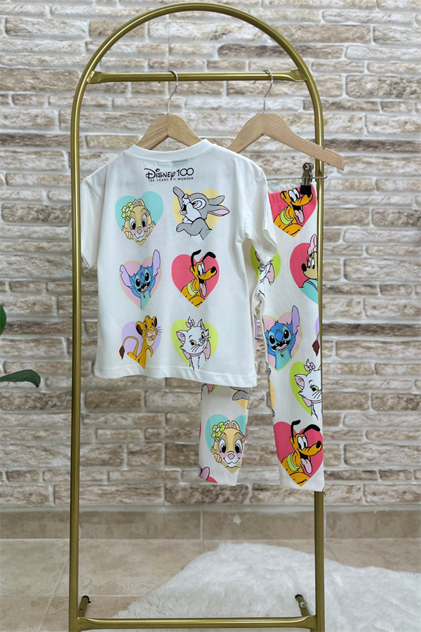 Kız Çocuk Mickey Friends Beyaz Tayt Fitilli Takım