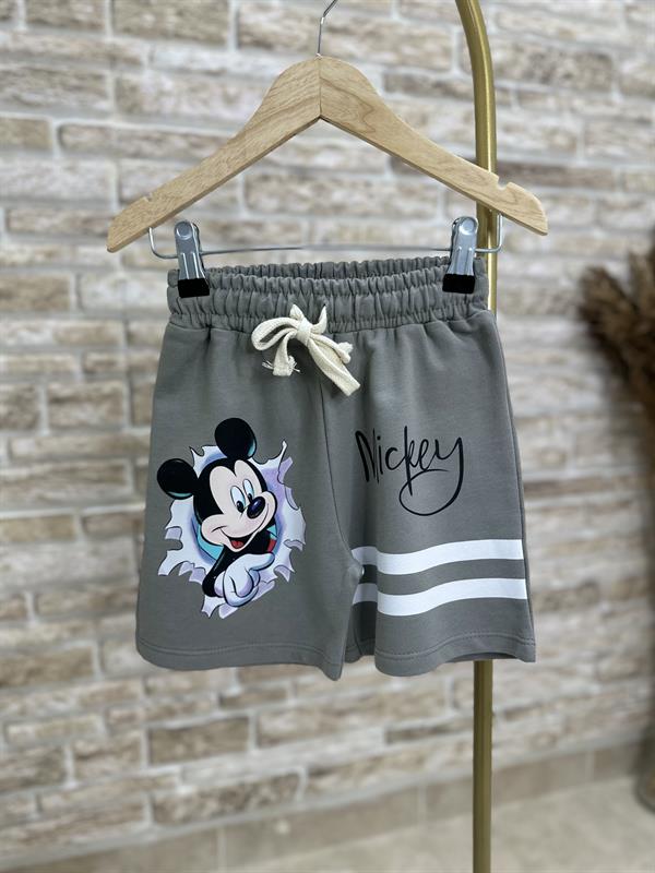 Mickey Mouse Gri Şortlu Takım