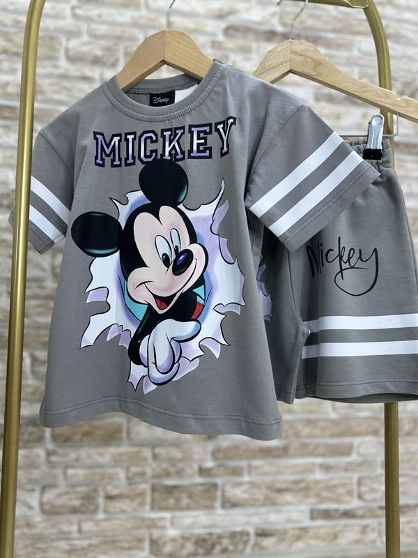 Mickey Mouse Gri Şortlu Takım