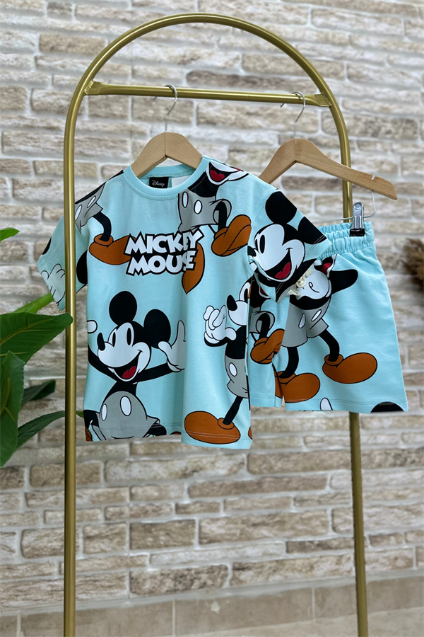 Mickey Turkuaz Şortlu Takım