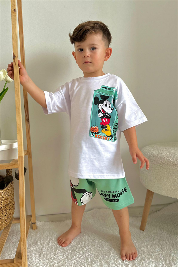 Mickey Yeşilli Şortlu Takım