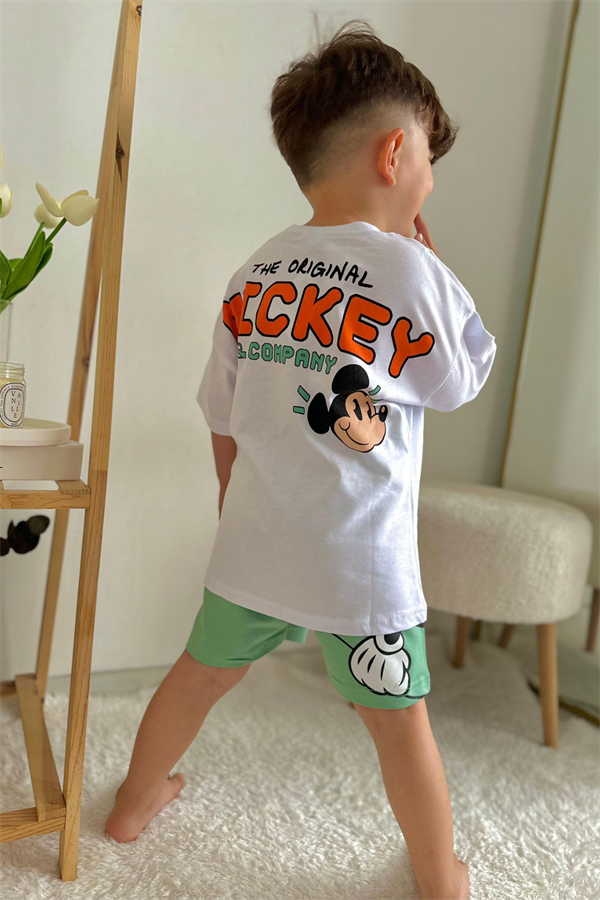 Mickey Yeşilli Şortlu Takım