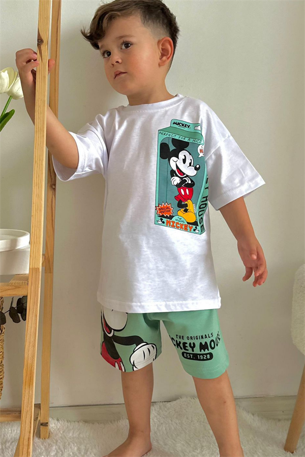 Mickey Yeşilli Şortlu Takım