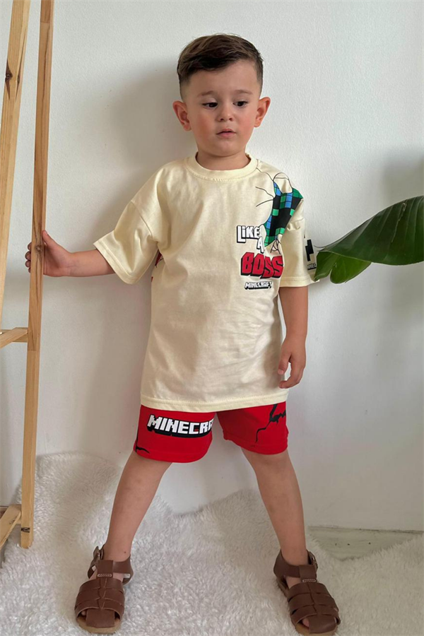 MineCraft Kırmızı Şortlu Takım