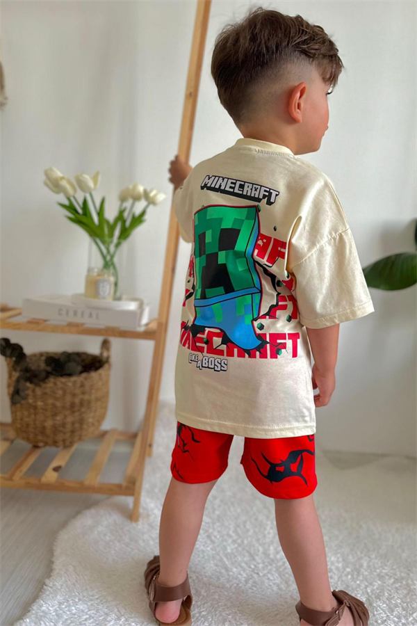 MineCraft Kırmızı Şortlu Takım