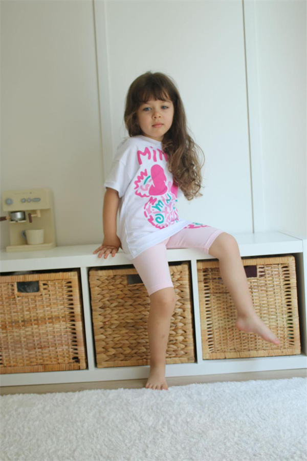 Minnie Baskı Biker Tayt Takım