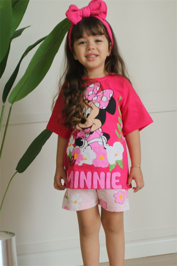 Minnie Fuşya Pembe Şortlu Takım