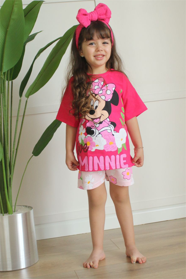 Minnie Fuşya Pembe Şortlu Takım