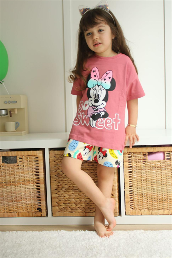 Minnie Gül Kurusu Şortlu Takım
