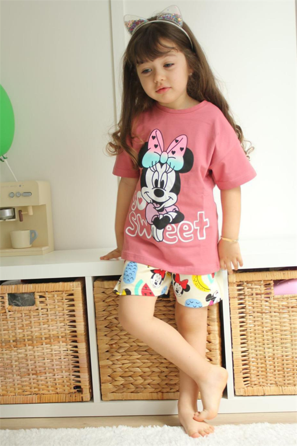 Minnie Gül Kurusu Şortlu Takım