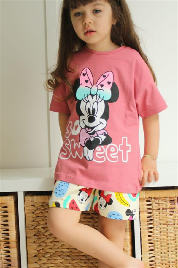 Minnie Gül Kurusu Şortlu Takım