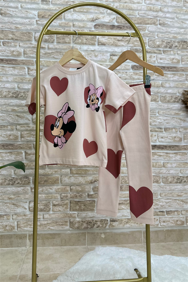 Minnie Kalpli Gül Kurusu Fitilli Tayt Takım