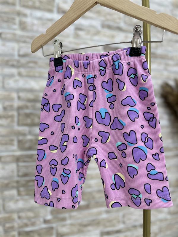 Minnie Kalpli Lila Fitilli Biker Tayt Takım