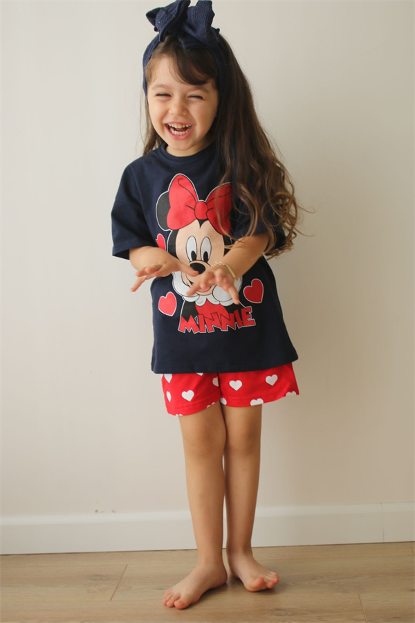 Minnie Laci Kırmızı Şortlu Takım
