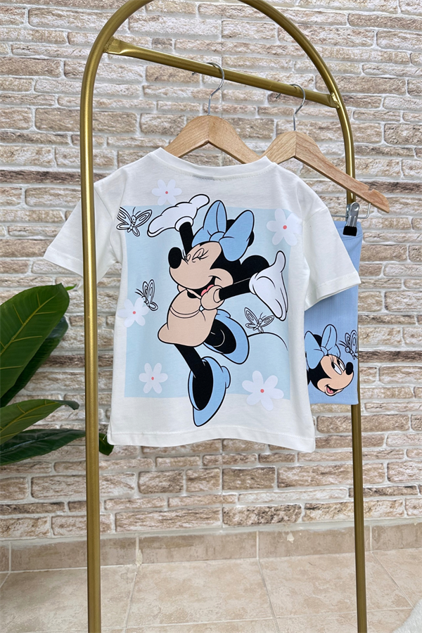 Minnie Mavi Fitilli Biker Tayt Takım