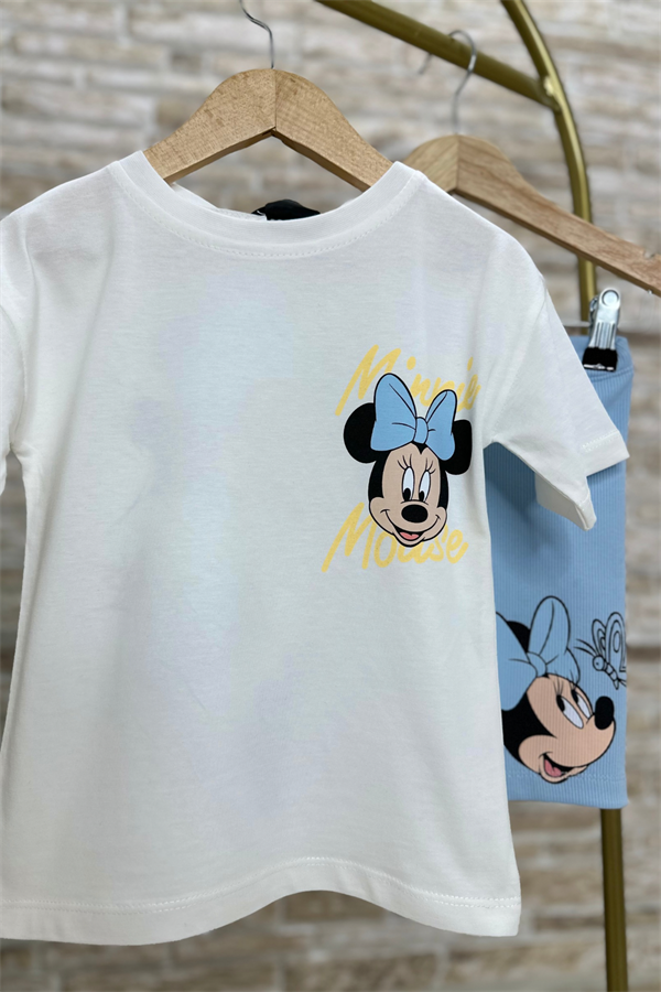 Minnie Mavi Fitilli Biker Tayt Takım