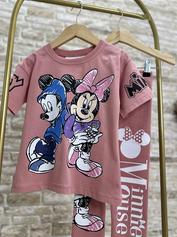 Minnie & Mickey Gül Kurusu Fitilli Tayt Takım