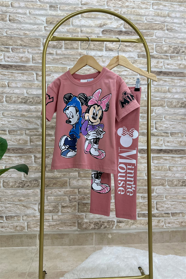 Minnie & Mickey Gül Kurusu Fitilli Tayt Takım