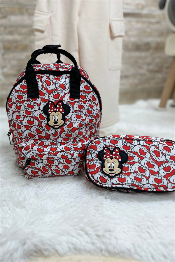 Minnie Mouse Baskı İkili Sırt Çantası