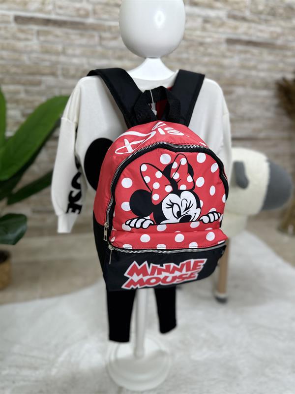 Minnie Mouse Baskı Puantiyeli Kırmızı Çanta