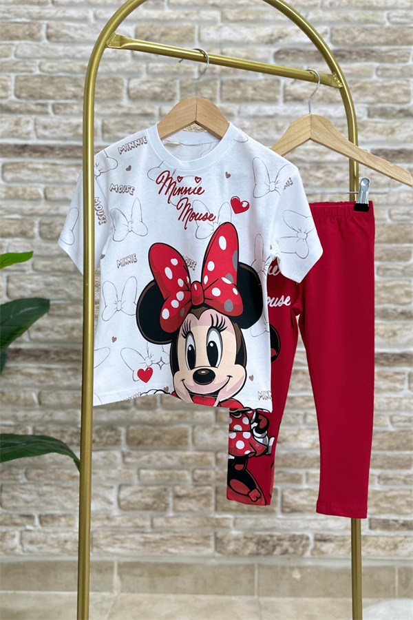 Minnie Mouse Kırmızı Tayt Takım