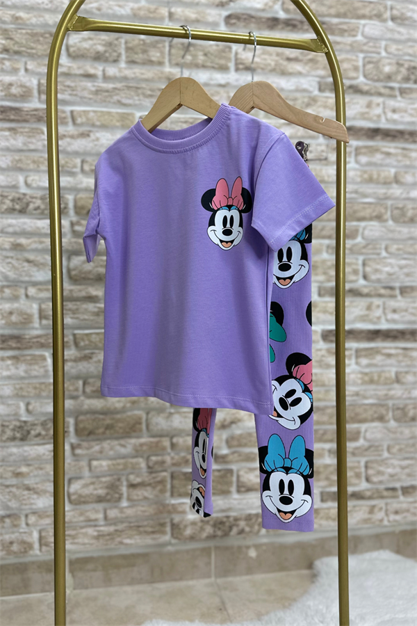 Minnie Mouse Lila Tayt Fitilli Takım
