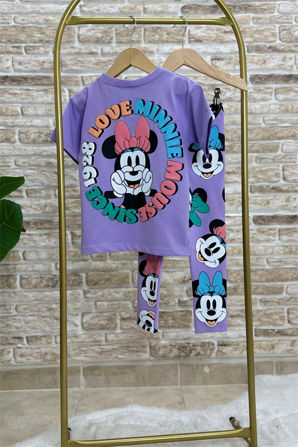 Minnie Mouse Lila Tayt Fitilli Takım